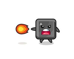 cute keyboard button mascot is shooting fire power vector