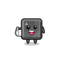 mascota del botón del teclado haciendo gesto de pulgar hacia arriba vector