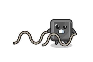 illustration of keyboard button doing battle rope workout vector
