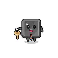 cute keyboard button as a real estate agent mascot vector