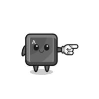 keyboard button mascot with pointing right gesture vector