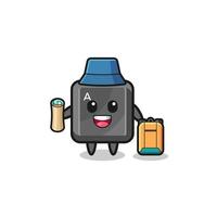 keyboard button mascot character as hiker vector