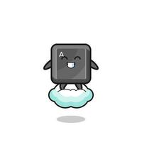 cute keyboard button illustration riding a floating cloud vector