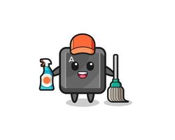 cute keyboard button character as cleaning services mascot vector