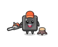 keyboard button lumberjack character holding a chainsaw vector