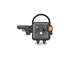 illustration of keyboard button cartoon doing shooting range vector