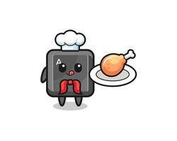 keyboard button fried chicken chef cartoon character vector