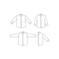 conjunto de plantilla de diseño de camisa en blanco ilustración vectorial dibujada a mano. lados delanteros de la camisa. camisa masculina blanca sobre fondo blanco.