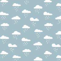 Hand drawn vector illustration of cloud rain drops pattern.