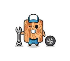 the plank wood character as a mechanic mascot