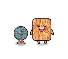 cute plank wood is standing in front of the fan vector