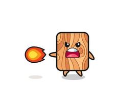 cute plank wood mascot is shooting fire power vector