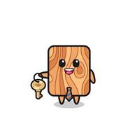 cute plank wood as a real estate agent mascot vector