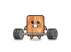 cartoon of plank wood lifting a barbell vector