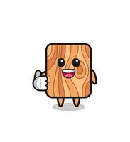 plank wood mascot doing thumbs up gesture vector