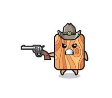 the plank wood cowboy shooting with a gun vector