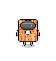 cute plank wood using VR headset vector