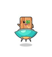 plank wood cartoon riding a future spaceship vector