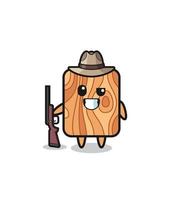 plank wood hunter mascot holding a gun