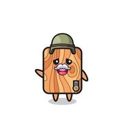 cute plank wood as veteran cartoon vector