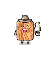 plank wood zookeeper mascot with a parrot vector