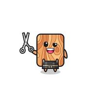 personaje de tablón de madera como mascota de barbería vector