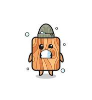 cute cartoon plank wood with shivering expression vector