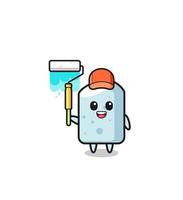 the chalk painter mascot with a paint roller vector