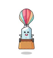 chalk mascot riding a hot air balloon vector