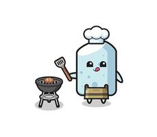 chalk barbeque chef with a grill vector