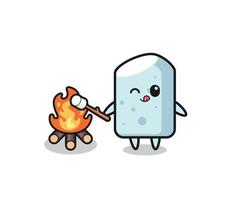 chalk character is burning marshmallow vector
