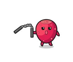 cartoon of prickly pear using nunchaku vector