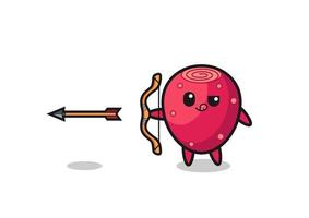 illustration of prickly pear character doing archery vector