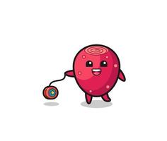 cartoon of cute prickly pear playing a yoyo vector