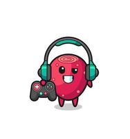 prickly pear gamer mascot holding a game controller vector