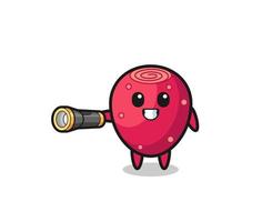 prickly pear mascot holding flashlight vector