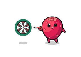 cute prickly pear is playing dart vector