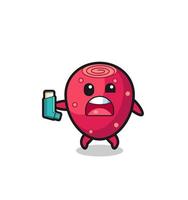 prickly pear mascot having asthma while holding the inhaler vector