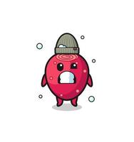 cute cartoon prickly pear with shivering expression vector