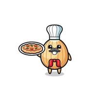 almond character as Italian chef mascot vector