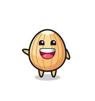 happy almond cute mascot character vector