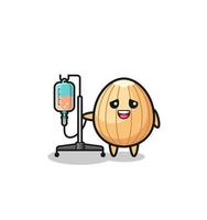 cute almond character standing with infusion pole vector