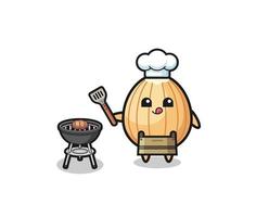 almond barbeque chef with a grill vector
