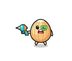 cute almond holding a future gun vector