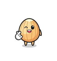 almond character doing Korean finger heart vector