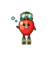 the chili pepper diver cartoon character vector