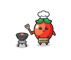 chili pepper barbeque chef with a grill vector