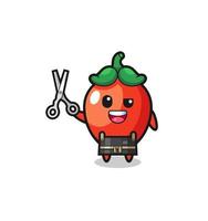 chili pepper character as barbershop mascot vector