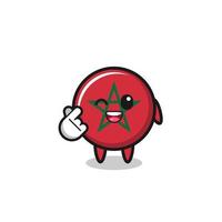 morocco flag character doing Korean finger heart vector