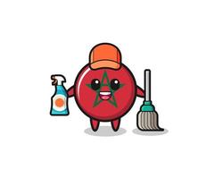 cute morocco flag character as cleaning services mascot vector